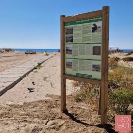 Cartellera de fusta per Dunes plafó fabricat amb STRATIMAGE